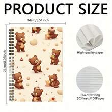 1 Stück süßer Bär Dessert Stil Spiralblock, geeignet für Arbeit, Studium und Schule, perfekt zum Aufzeichnen des täglichen Lebens, Erstellen von Plänen, Schreiben von Tagebüchern und Notizen. Exquisiter Einband, 100 Seiten hohe Kapazität. Durchdachte Geschenkwahl für Abschluss, Geburtstag und andere Anlässe! - B - Übersicht 2