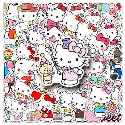 SANRIO 50pcs/Pack Cute Cartoon Waterproof Decorative Stickers, Suitable For Party Supplies, Birthday Gifts, Christmas & Halloween Gifts, Best For Christmas Use