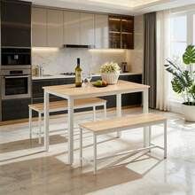 Dining Table & Chair Sets - Natural+White - View 1