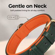 1pc Adjustable Brown PU Leather Dog Collar With Soft Microfiber Padding, Suitable For Small And Medium Dogs - Multicolor - View 4