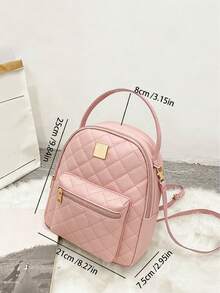 1pc Girls' Argyle Mini Backpack, Handheld/Shoulder/Backpack 3-In-1, Fashionable Versatile Petite Backpack, Adorable For Teenage Girls, Ideal Gift Choice - Multicolor - View 7