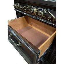 Traditional Bedroom Furniture 2 Drawer Nightstand Solid Wood Carvings Bedside Table Dark Cherry - Cherry1 - View 3