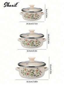 shoxil 1 Set Enamel Pot With Dual Handles And Lid, Electroplated Rim Design, Suitable For Restaurant And Home Cooking, Ideal For Family Gatherings, Holidays, Spring/Summer Camping And Picnics - View 8
