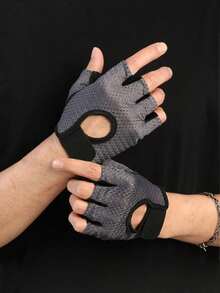 1 Pair Unisex Fingerless Fitness Gloves, Anti-Slip Breathable For Dumbbell, Outdoor Sports, Cycling, Weight Lifting, Rowing, Climbing - A - View 12