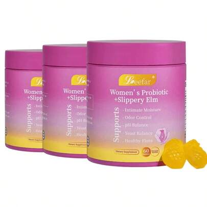 LEEFAR Women's Probiotic Gummies – PH Balance & Vaginal Dryness Support With Slippery Elm, Prebiotics & Lactobacillus Blend – Hawaiian Pineapple Flavor – 60 Gummies (Pack Of 1)