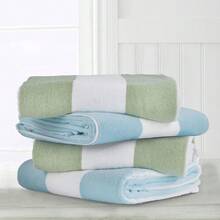 Pl 11ush Oversized Beach Towel - Cotton 40 X 70 Inch Large Thick Grass Gre1en Striped Cabana Pool Swimming Towel - GrassGreen1en - Xem 5