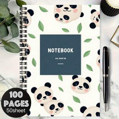 สมุดบันทึกสันห่วงลายแพนด้าน่ารัก 100 หน้า, ลายใบไม้สีเขียวสดชื่น. กระดาษคุณภาพสูง, เหมาะสำหรับบันทึกงาน, จดบันทึกการเรียน, ใช้ในห้องเรียน, และยังเป็นของขวัญที่อบอุ่นสำหรับการสำเร็จการศึกษา, วันเกิด และโอกาสอื่นๆ. เขียนลื่น, ใช้งานได้จริงสุดๆ!