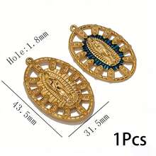 1 Piece 304 Stainless Steel Inlaid Artificial Crystal Virgin Mary Pendant Religious Jewelry DIY Jewelry Making Saint Mary Necklace Jewelry Pendant - Golden 1 - View 9