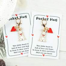 Móc khóa hình thỏ dễ thương (1/2 chiếc), kèm thiệp chúc mừng, thích hợp cho tiệc chủ đề động vật, Ngày của Cha, Ngày của Mẹ, sinh nhật, Ngày Nhà giáo, quà tặng khai giảng/tốt nghiệp, bùa may mắn. - Nhiều màu - Xem 2
