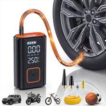 SUITU Car Tire Inflator, Portable Cordless Air Compressor, Rechargeable Electric Tire Pump With Digital Display, Led Light & Auto Shut-Off, Fast Inflation For Cars, Motorcycles, Bicycles And Sports Balls. 7.4V 1500mAh - Wireless - View 10