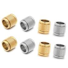 5/10颗/包 不锈钢凹槽隔珠，时尚手链项链制作珠子，低过敏性珠宝制作材料，DIY珠宝配件 - 斜紋柱大孔珠 - 查看 6