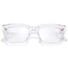 Retro Square Eyeglasses For Women, Chunky Frame Tortoise Shell/Black/Clear Eyewear For Office & Casual Looks Bold Thick Square Frame With Three Color Options: Tortoise Shell, Black, Clear Textured, Fade-Resistant Material For Long-Lasting Use Durable Hinges For Smooth Opening And Closing Comfortable Integrated Nose Pads That Release Pressure, No Red Marks Curved Non-Slip Temple Arms For A Cozy, Secure Fit Ideal For Office, Reading, Daily Wear, And Casual Styling - 無色 - 查看 1