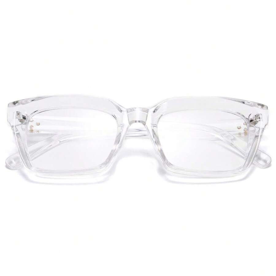 Retro Square Eyeglasses For Women, Chunky Frame Tortoise Shell/Black/Clear Eyewear For Office & Casual Looks Bold Thick Square Frame With Three Color Options: Tortoise Shell, Black, Clear Textured, Fade-Resistant Material For Long-Lasting Use Durable Hinges For Smooth Opening And Closing Comfortable Integrated Nose Pads That Release Pressure, No Red Marks Curved Non-Slip Temple Arms For A Cozy, Secure Fit Ideal For Office, Reading, Daily Wear, And Casual Styling - 無色 - 查看 1