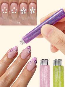 1 Pc Bright And Simple Quick Flower Drawing And Dots Painting Nail Tools Flower Drawing Pen - Multicolor - View 1