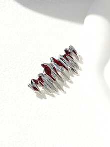 1pc Men's Asymmetrical Molten Metal Brooch, Unique Fashion Minimalist Style Pin - Silver - View 1