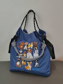 1 chiếc túi mua sắm gấp gọn, thời trang mới, thêu hình chó dễ thương, chất liệu nylon nhẹ, dung tích lớn, thích hợp cho tiệc tùng, du lịch, mua sắm và đi biển. - Nhiều màu - Xem 6