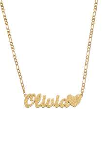 1pc Customized Name Necklace, Stainless Steel Cuban Chain, Personalized Heart/Butterfly/Crown 3D Pendant, Fashionable Unisex Jewelry, Suitable For Boyfriend's Birthday Gift, Spring/Summer, Neutral Style, European And American, Hip-Hop, Luxury, Bling Bling, Mother's Day, Father's Day, Holiday, Birthday, Vacation, Party, Wedding, Graduation, Anniversary, Christmas, New Year - Gold - View 9