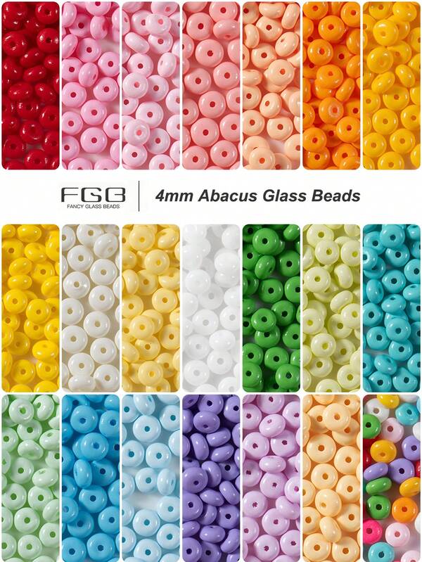 420 piezas de cuentas de vidrio de 4 mm de disco, cuentas de lenteja, cuentas planas de vidrio de colores vibrantes mezclados con cuentas espaciadoras versátiles para proyectos de abalorios DIY, ideales para crear pulseras y collares únicos, suministros para hacer joyas