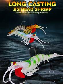 Lead-Head Hook Luminous Shrimp Lure Bait, Five-Section Soft Shrimp, Segmented Shrimp With Lead Pendant, Segmented Shrimp Fish Bait, Lure Soft Fish Bait - Multicolor - View 3