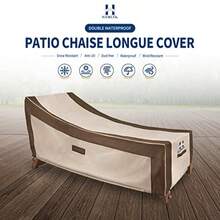 HAMLER Lounge Chair Cover Heavy Duty Chaise Lounge Covers Outdoor Waterproof 2 Pack Outdoor Furniture Covers for Patio Furniture Fits up to 80L x 34W x 32H Inch Brown and Beige - Marrón Beige - Ver 2