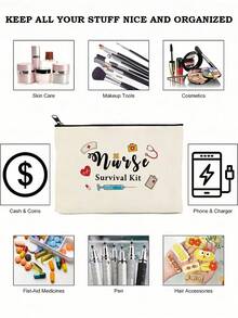 1PCNurse Makeup Bag Gift Emergency Room Nurse Zipper Bag ICU Nurse Gift Nurse Appreciation Cosmetic Bag Nurse Graduation Gift - Multicolor - View 9