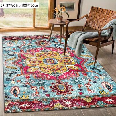 שטיח בוהמי מעובה מקטיפה + נקודות יחידה, שטיח רך משודרג לסלון, חדר שינה, חדר עבודה, שטיח למרפסת, ניתן לכביסה במכונה