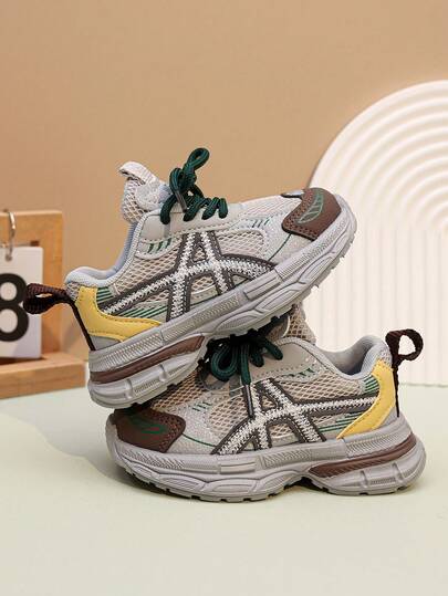 1 Pair Unisex New Breathable Mesh Sports Shoes, Shock Absorbing Non-Slip Outdoor Running Shoes, Fashion Versatile Student Casual Sneakers, Lightweight Chunky Sneakers Suitable For All Seasons