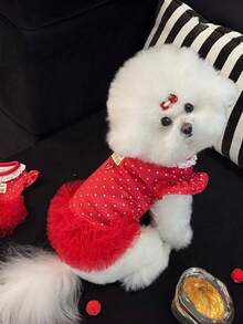 1pc Spring/Summer New Pet Princess Dress, Red Polka Dot Dog/Cat Princess Tulle Dress, Comfortable Versatile Pet Vest, Suitable For Poodle, Teddy, Maltese, Chihuahua And Other Medium/Small Pets For Daily Wear, Party, Home, Outdoor - Multicolor - View 5