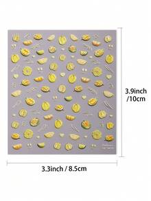 1 pezzo Adesivi per unghie 5D in rilievo a forma di durian giallo, stile dolce e carino, decalcomanie per unghie per uso fai-da-te a casa delle donne - Giallo - Visualizzare 3