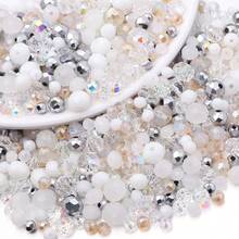 1 Pack White Glass Crystal Flat Beads, Random Shades Of White - White - View 4