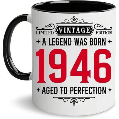 كوب قهوة عتيق سعة 11 أونصة - فكرة هدية عيد ميلاد ال- 80، مناسب للرجال والنساء، هدية عيد ميلاد ال- 80، عيد ميلاد ال- 80 لعام 1946، هدية عيد ميلاد ال- 80، هدية للرجال، الأب، الجد، كوب عيد ميلاد ال- 80.