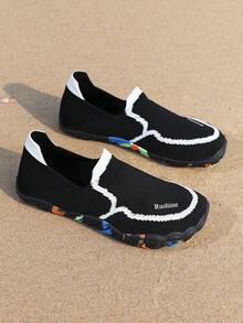 女士休闲户外鞋，透气鞋，速干防滑鞋，沙滩鞋，游泳鞋，水鞋 - 黑與白 - 查看 3