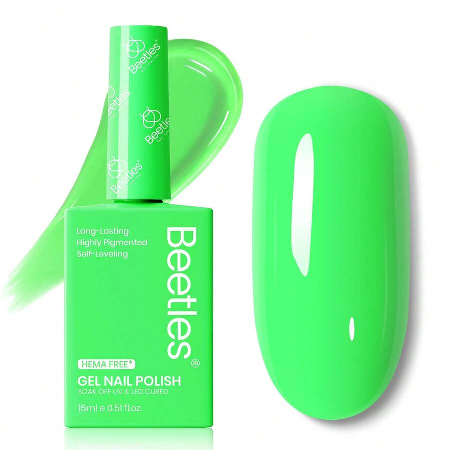 Beetles 15ml Hema Free Black Gel Polish – Silent Charm Audrey Color Long-Lasting Soak Off UV LED Glossy Manicure DIY Nail Art - 15Ml Hema-free Aurora Green - 查看 1