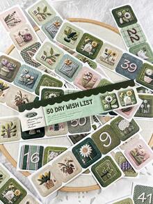 1 Book Of 20 Sheets Faux Embroidered Date Stickers, Pre-Cut No Trimming Needed, Cute Scrapbooking Materials Scrapbook Supplies Stationery Funny Stickers Kindle - Staying at Home - View 15