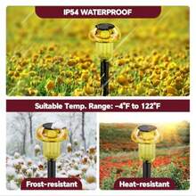 Luces solares de pascua para exteriores 4 unidades luces solares LED amarillas para hongos al aire última intervensión impermeables para decoración solar para patio día de San Valentín Halloween - Paquete de 4 dorados - Ver 4