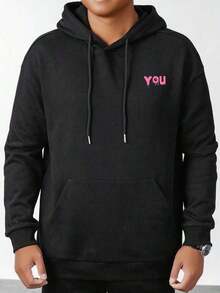Sudadera con Capucha Estampada en Colores Contrastantes para Hombre - Negro - Ver 7