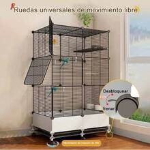 Bird Cages, 75 X 39 X 120 Cm, Large Metal Bird Cages With Wheels And Cleaning Tray, Water Bowl, Perch, Parrot Cage, Canary Cage, Bird Toys, Black - 均碼 - 查看 3