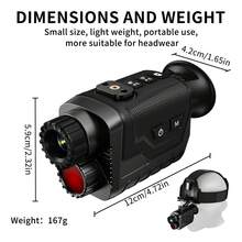 Gafas de visión nocturna mini portátiles, ajuste infrarrojo de 7 niveles, zoom digital 8X, tecnología de silicona antideslizante, batería de litio recargable de 3000mAh incorporada, diseño ligero para un uso cómodo y prolongado - Negro - Ver 7