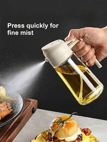 1 Chai đựng dầu ăn 16,5 ounce - Bình xịt dầu ô liu 2 trong 1 - Chai đựng dầu ô liu - Bình xịt dầu, dùng cho nấu ăn, nhà hàng, trộn salad, nướng BBQ. - Xem 2