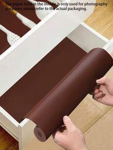 1 Roll 30x150cm High Quality Brown Drawer Liner, Waterproof Non-Slip Shelf Liner, Washable Oil-Resistant Liner For Kitchen Cabinet, Desk, Home Organization - Multicolor - View 12