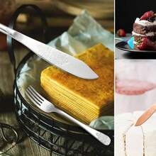 Flower-Style Stainless Steel Knife And Cake Spoon Set 2 Pieces, Suitable For Wedding And Christmas Cake, Bread Knife, Pizza Spoon, School Supplies,Mother's Day Gifts, Women's Day Gifts - View 9