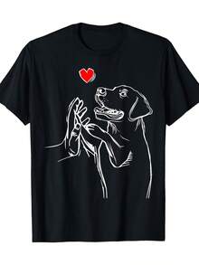 Plus Size T-Shirt For Labrador Retriever Parents, With Black And Gold Labrador Design. - Black - View 1