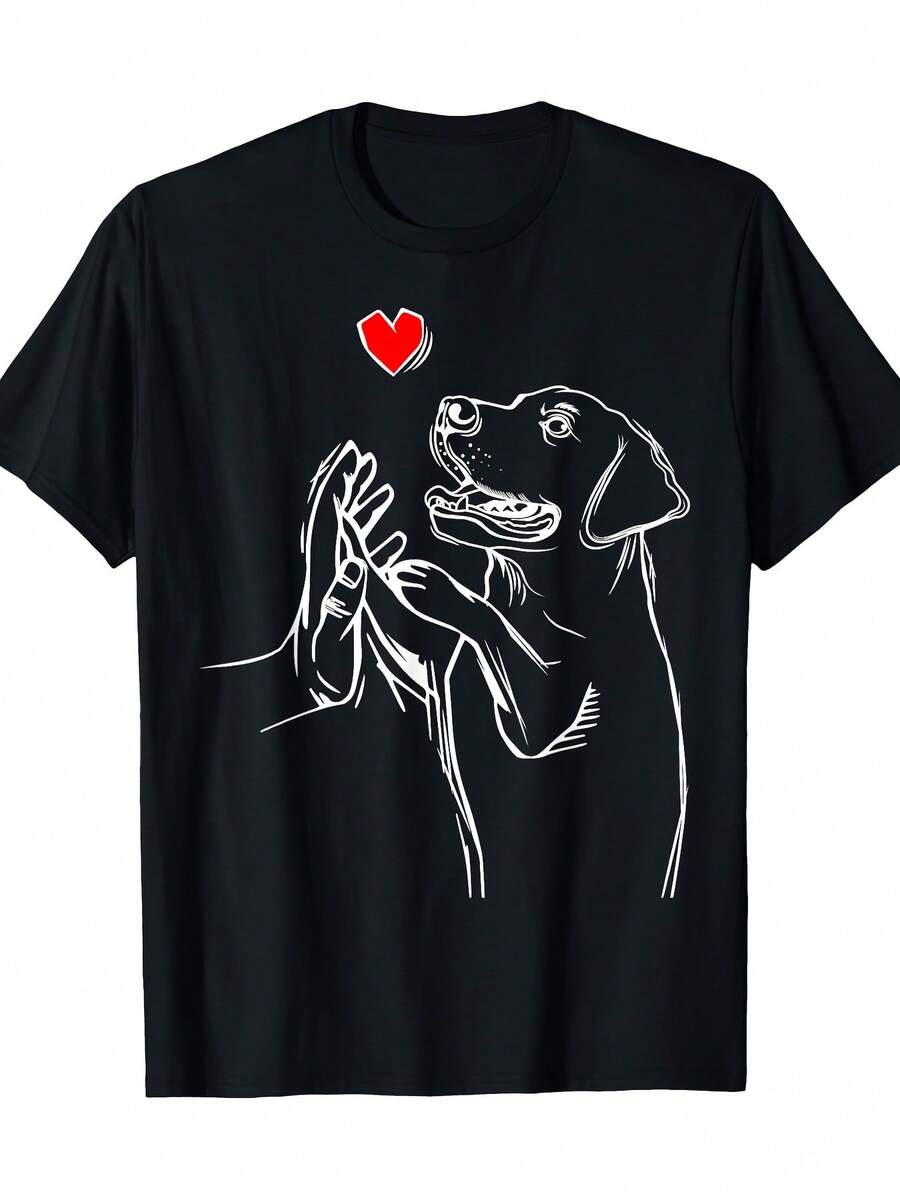 Plus Size T-Shirt For Labrador Retriever Parents, With Black And Gold Labrador Design. - Black - View 1