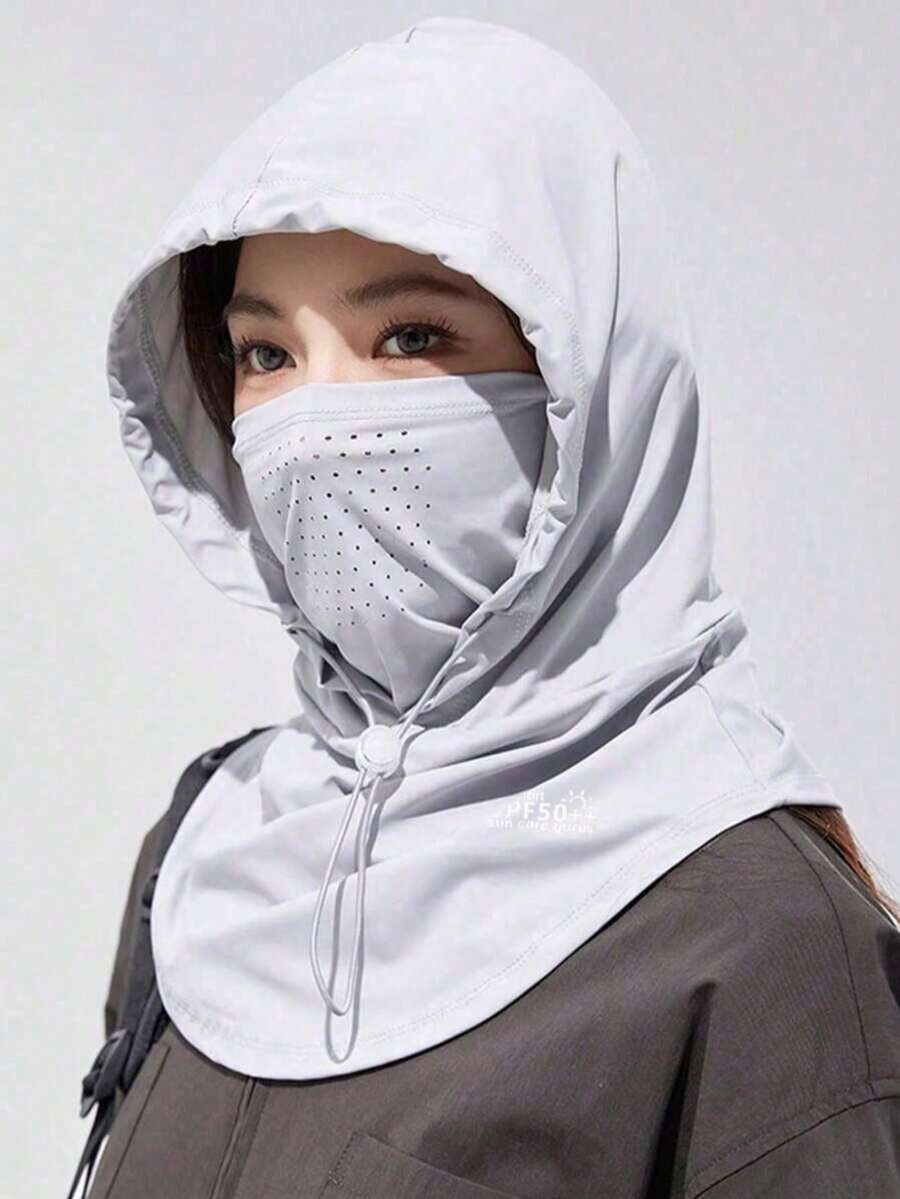 Summer Full Face Sun Protection Hat, Silky Breathable Neck Gaiter, Driving Cycling Face Mask, Neck Cover - Multicolor - View 1