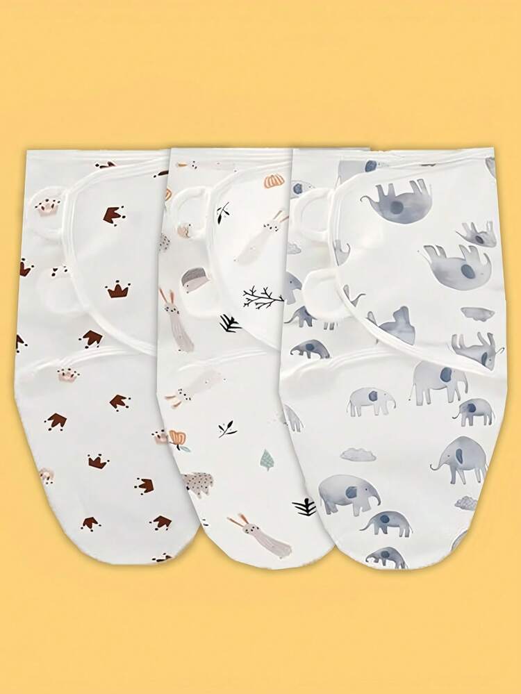 3pcs Newborn Swaddle Set, 0-3 Months Baby Swaddle, Wearable Baby Blanket, Infant Swaddle Wrap, Easy Change Swaddle Pouch, Wearable Baby Blanket, Baby Swaddle - 3-pack - View 1