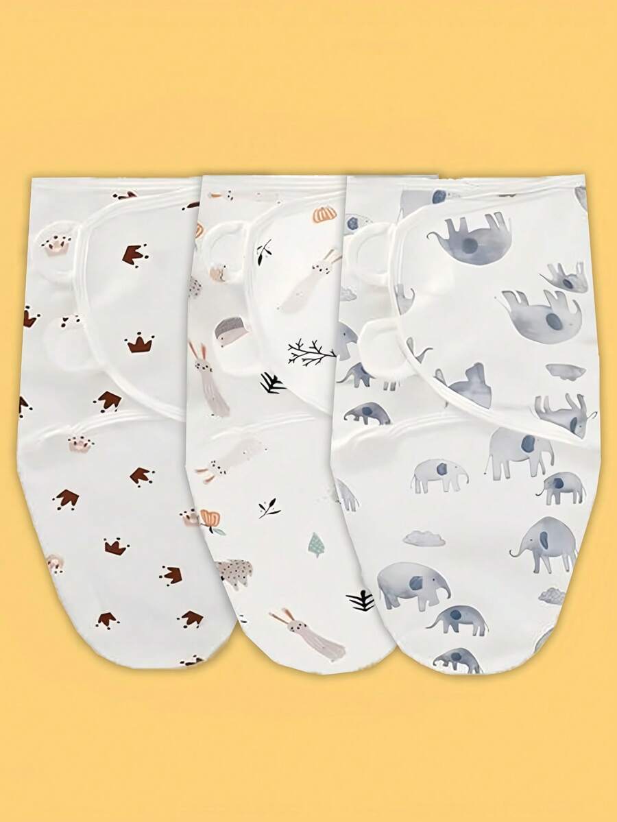 3pcs Newborn Swaddle Set, 0-3 Months Baby Swaddle, Wearable Baby Blanket, Infant Swaddle Wrap, Easy Change Swaddle Pouch, Wearable Baby Blanket, Baby Swaddle - 3-pack - View 1