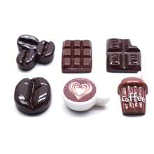 Resin Simulation Cute Coffee Bean, Coffee Cup, Chocolate DIY Hair Clips, Phone Cases, Jewelry Accessories - Multicolor - View 1