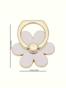 Pink Cute Flower Alloy Metal Petal-Shaped Metal Anti-Drop Phone Ring Holder With Adhesive Backing, Suitable For Phone Cases, Adorable Phone Ring Stand For Girls Spring Gift - Multicolor - View 4