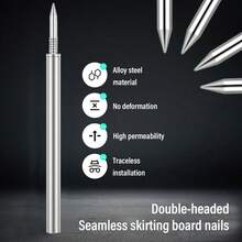 100 Pcs Double-Head Skirting Thread Seamless Nail,Skirting Line Without Marks Nail,Dual-Headed Nails With 1 Installation Barrels,Equipped With Nail Specific Sleeve Tool - Default - View 7