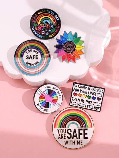 Set de 1/3/4/5/6 piezas de broches de metal esmaltado con diseño de arcoíris minimalista y creativo, ideal para uso diario, vacaciones, fiestas, como accesorio para mujer durante el mes del orgullo LGBTQ+